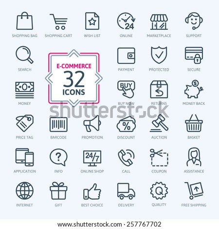 Outline web icons set - E-commerce