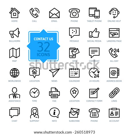 Outline web icons set - Contact us 