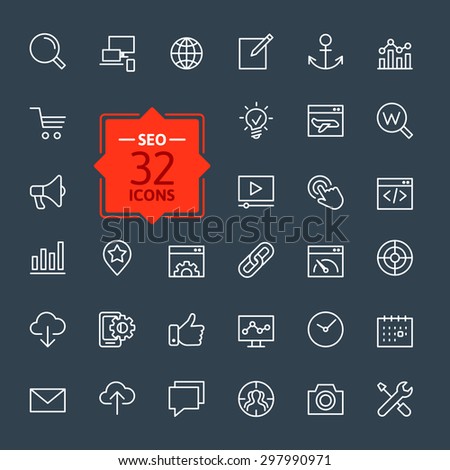 Outline web icons set - Search Engine Optimization