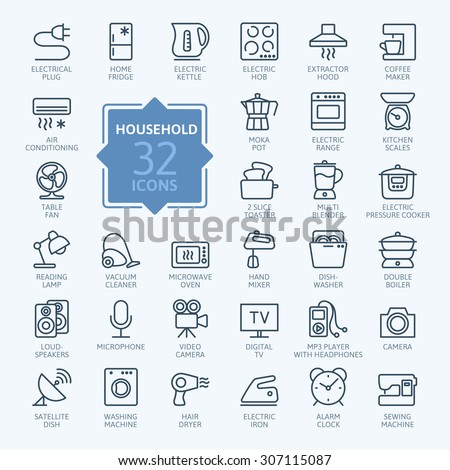 Outline icon collection - household appliances