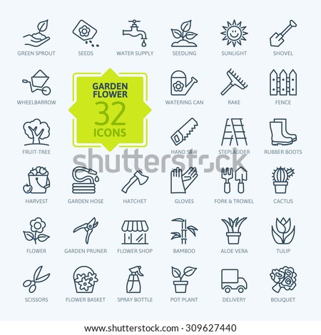Outline icon collection - Flower and Gardening