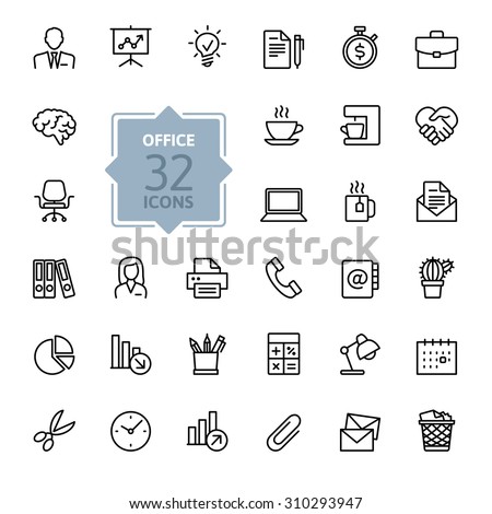 Outline web icon set - Office supplies.