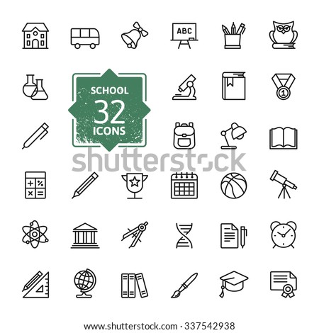 Outline icon collection – School education