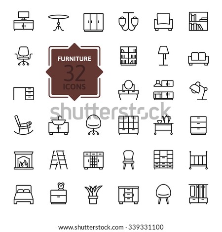 Outline web icon collection - furniture