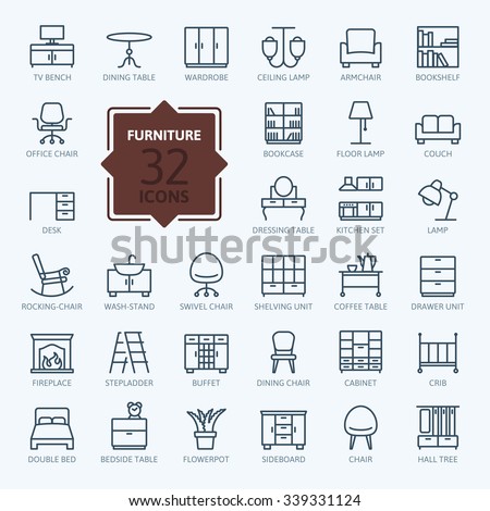 Outline web icon collection - furniture