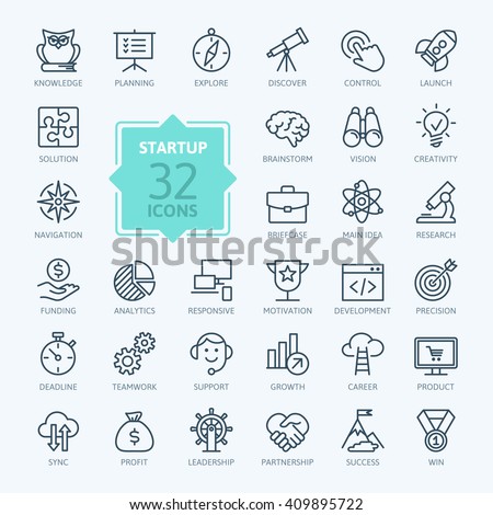 Outline web icon set - start-up project