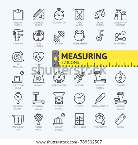 Measuring, measure elements - minimal thin line web icon set. Outline icons collection. Simple vector illustration.