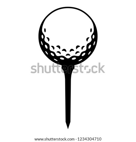 Golf ball on tea / black and white / vector / icon