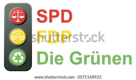Symbol for the German political coalition so called “Ampel-Koalition” consisting of the 3 German politicital partys: “SPD, FDP, Die Grünen”