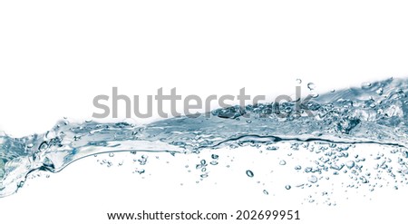 Water splash isolated on white. Close up of splash of water forming flower shape, isolated on white background.