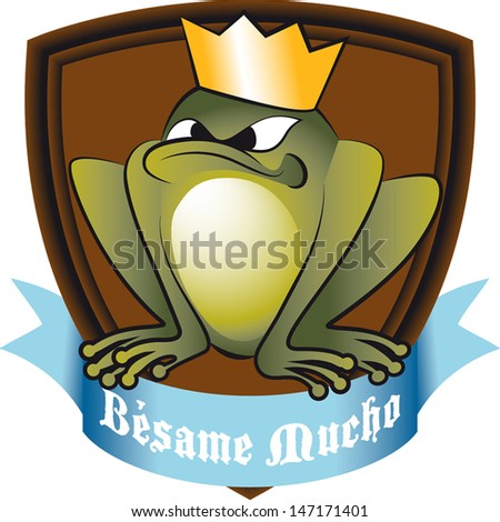 The prince toad. Located on shield, scroll with the words in Spanish: 