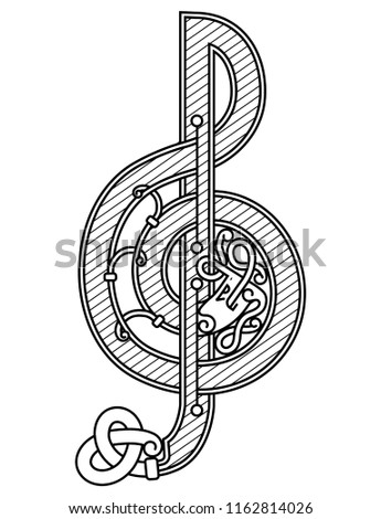 Treble clef in Celtic style. Imagine de stoc © 