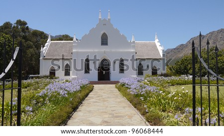 Cape Dutch church in Franschhoek, Western Cape Province, South Africa