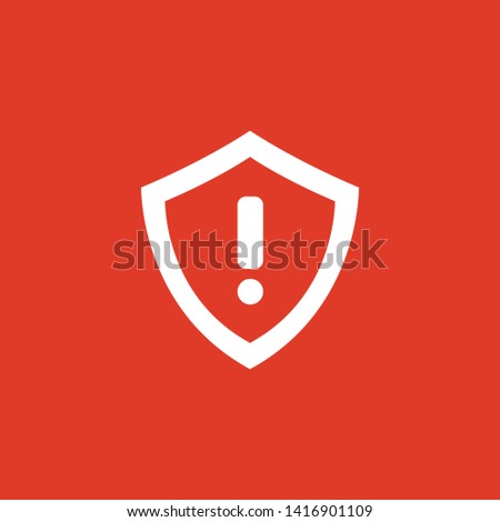 White Shield with exclamation mark on the red background