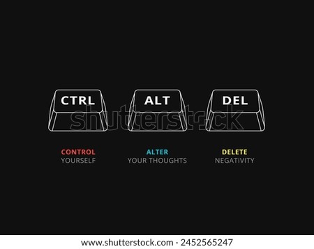 Simple Motivation graphic on a dark background. Control Alt and Delete Button
