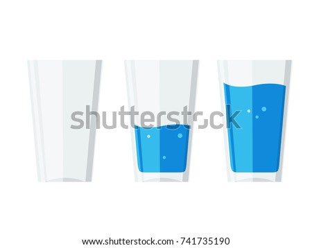 three water glasses Isolated on white; Empty, Half and Full