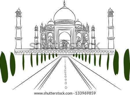 Free hand sketch collection: Taj Mahal, Agra, India