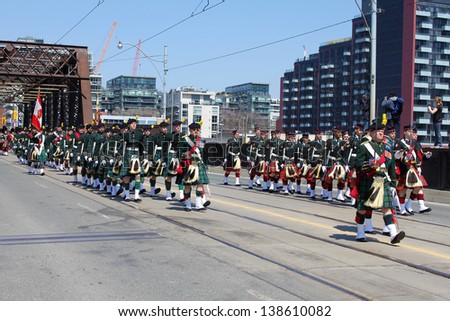 TORONTO, CANADA - APRIL 27: Military parade in Toronto that marks the 200th anniversary of the Battle of York on April 27, 2013 - Toronto, Ontario, Canada.