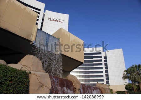 DUBAI, UNITED ARAB EMIRATES - NOVEMBER 1: Grand Hyatt Hotel in Dubai, UAE on November 1, 2010. Grand Hyatt Dubai hotel is a luxury 5 star hotel with 674 hotel rooms located in the Bur Dubai district.