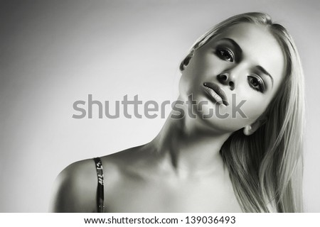 Portrait of beautiful blond woman. Your text here.