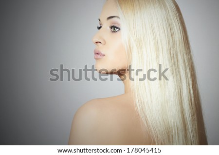 Beautiful Woman with Amazing Hair. Beauty Sexy Blond Girl