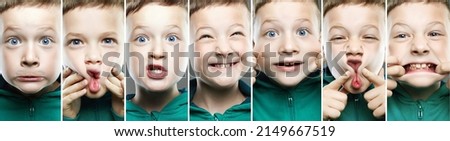 Similar – Image, Stock Photo child with a hood over his eyes