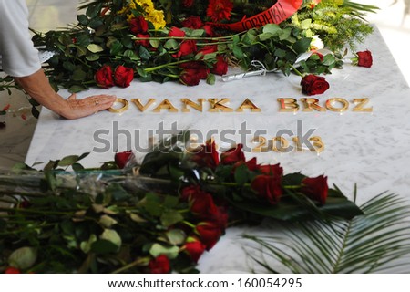 Belgrade, Serbia - October 26, 2013: Jovanka Broz, Yugoslavia's former First Lady built by her husband Josip Broz Tito in the House of Flowers mausoleum. Jovanka died of heart failure in a Belgrade.