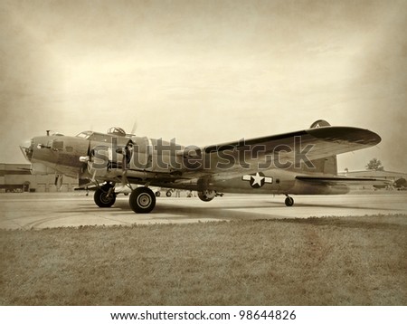 Old WW2 era bomber preparing for takeoff