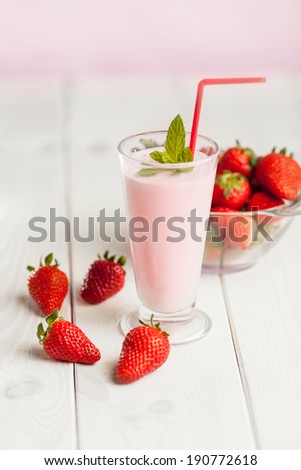 Strawberry milk shake in pastel colored