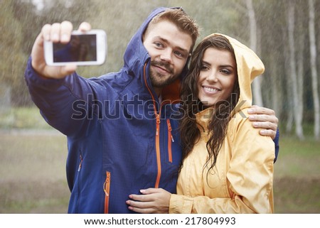 Selfie with my beautiful girlfriend in rainy day