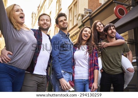 Young people on the city street