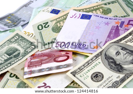 Foreign currency from various counties.