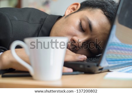 Asleep during the work