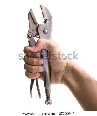 Locking pliers to hold in the hand