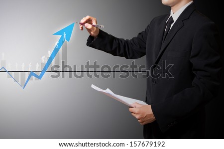 businessman drawing graph improve suggest more and success concept