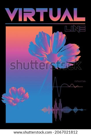 
Virtual line slogan text with gradient flower vector design for t-shirt graphics, banner, fashion prints, slogan tees, stickers, flyer, posters and other creative uses