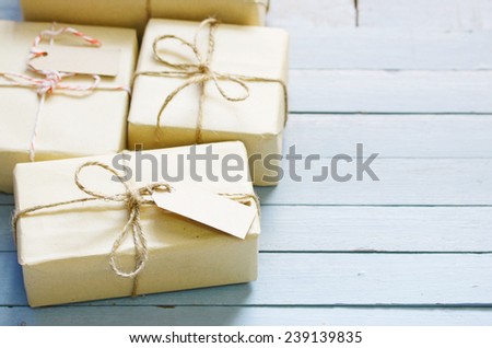 gift box on wood table