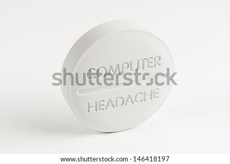 Computer Headache Pill with Clipping Path