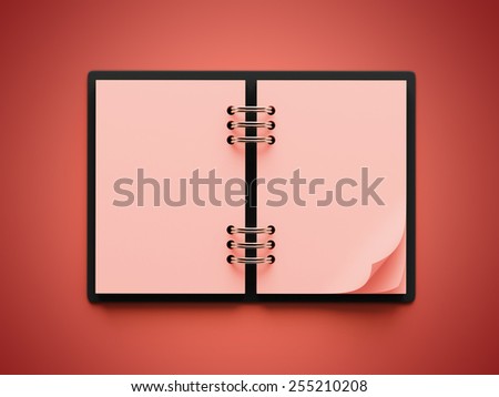 Red Paper Agenda isolated on red background