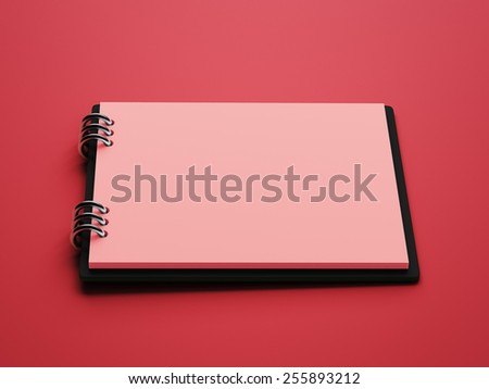 Blank Red Paper Notepad isolated on red background