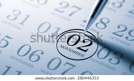 November 02 written on a calendar to remind you an important appointment.