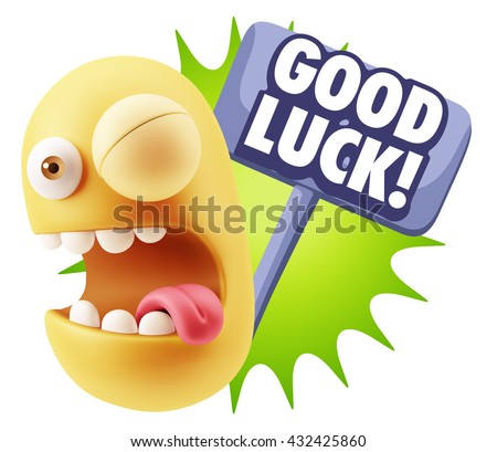 3d Illustration Laughing Character Emoji Expression Saying Good Luck ...