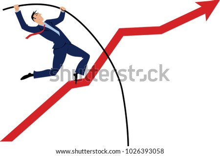 Businessman pole vaulting over a rising graph, EPS 8 vector illustration 商業照片 © 