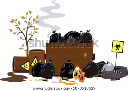Dumpster filled with toxic and dangerous waste, EPS 8 vector illustration
