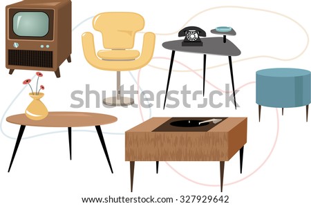 set of 1950s style mid century modern furniture eps 8 vector illustration generalized - Mid Century Modern Furniture Of The 1950s set of 1950s style mid century modern furniture eps 8 vector illustration generalized - Mid Century Modern Furniture Of The 1950s