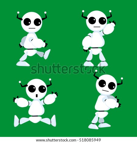 Cute robot character in different poses, EPS 8 vector illustration, no transparencies