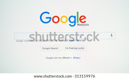 KUALA LUMPUR, MALAYSIA- SEPTEMBER 04, 2015: Photo of new Google  Malaysia homepage on a monitor screen.