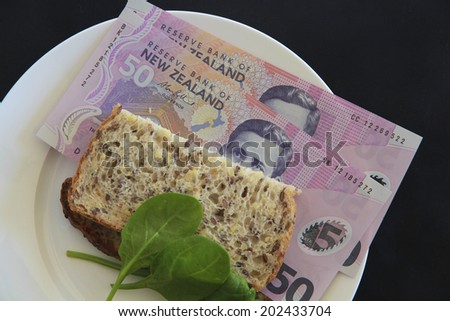 NZ Money Sandwich on a White Plate with Basil Leaves