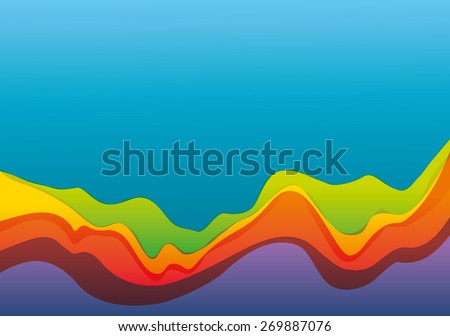 Abstract colorful waves on blue background