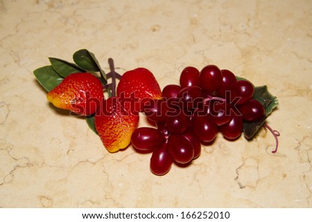 Plastic Fruits on Marble Top